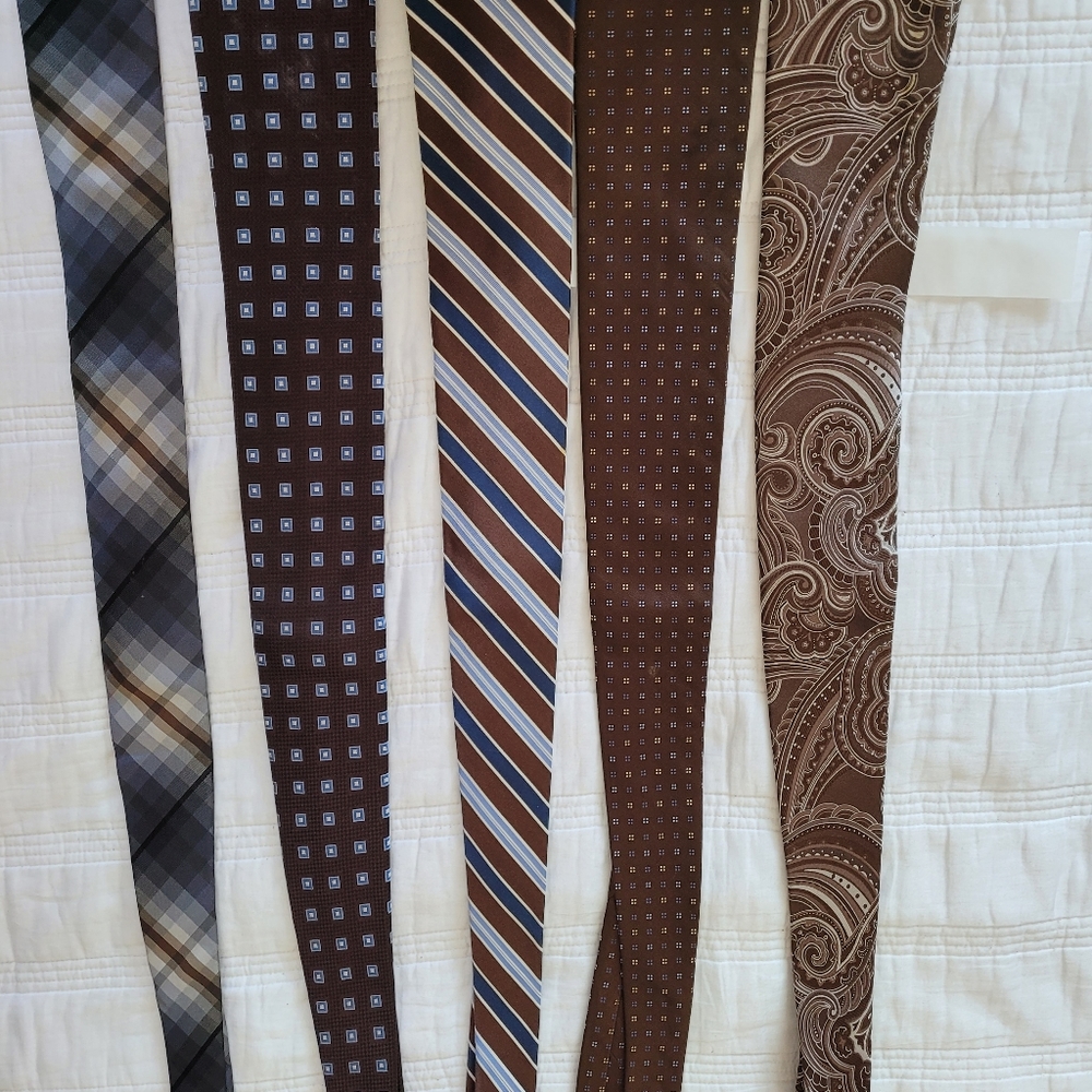Mens dress ties set of 5 brown and blues